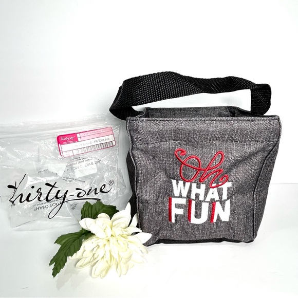 thirty-one Littles Carry All Caddy OH WHAT FUN Gray Denim Canvas NEW - Picture 1 of 7